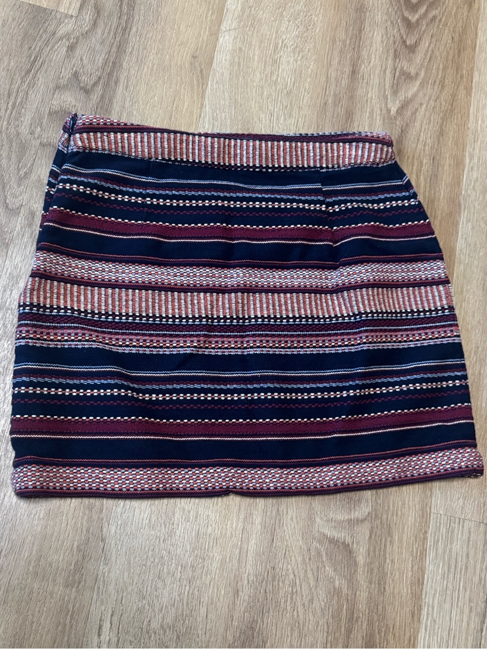 Hollister Striped Mini Skirt in Navy and Burgundy